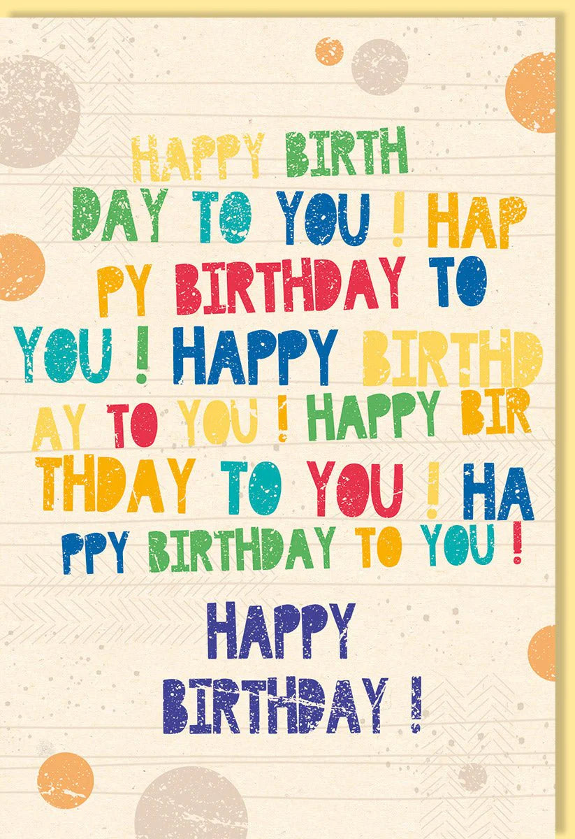 Geburtstagskarte - Glückwunschkarte aus baumfreien Upcycling Bagassepapier mit Spruch, Happy Birthday Doppelkarte mit Bunten Punkten, Festliche Geburtstagsgrüße