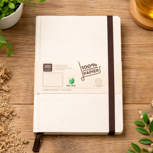 Notizbuch A5 – Upcycling-Notizbuch aus Bagassepapier, 120 Seiten